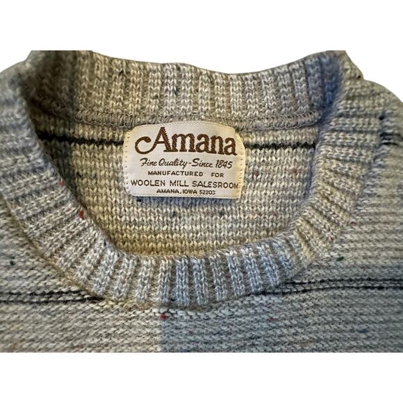 VTG Amana Woolen Mill Gray Wool Sweater Made in USA Men’s M/Women’s L Cabincore - Picture 3 of 6